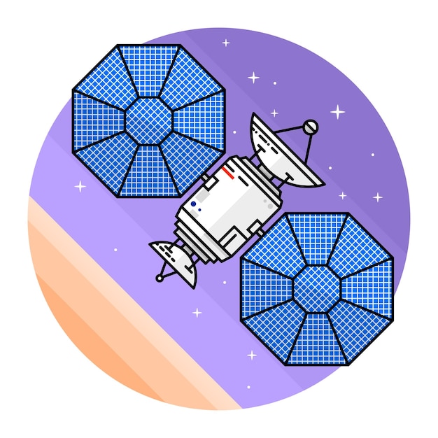 Plik wektorowy satelita w przestrzeni na białym tle