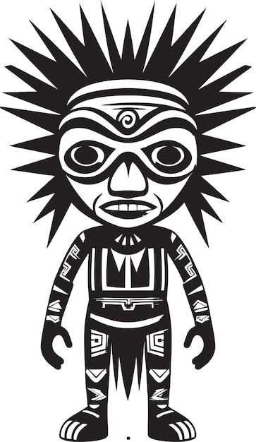 Savage Spirit Logo Postaci Plemiennej Ancient Animus Wektorowy Ikona Kreskówki