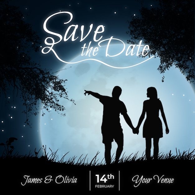 Plik wektorowy save the date: couple at night