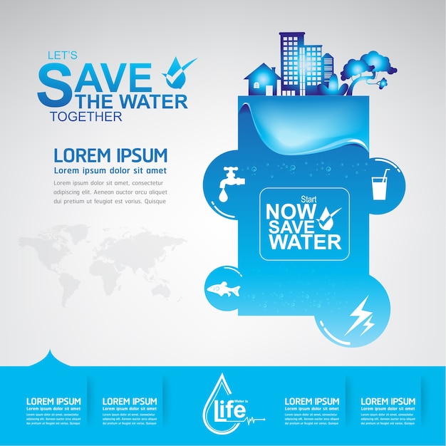 Save The Water Vector Water To Life