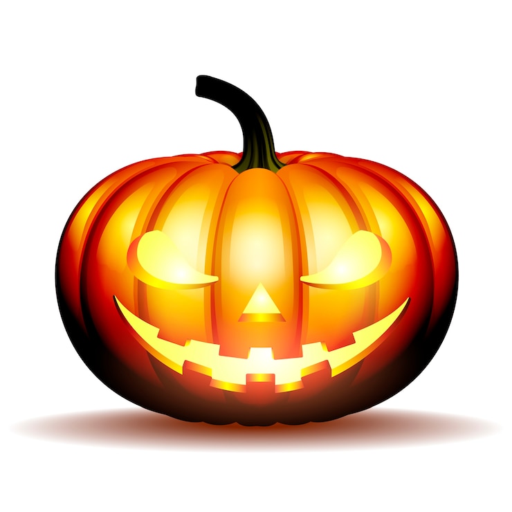 Wektor scary jack o lantern halloween dynia ze światłem świec wewnątrz, ilustracja