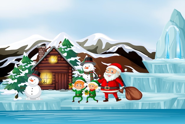 Scena Bożonarodzeniowa Z Mikołajem I Elfem