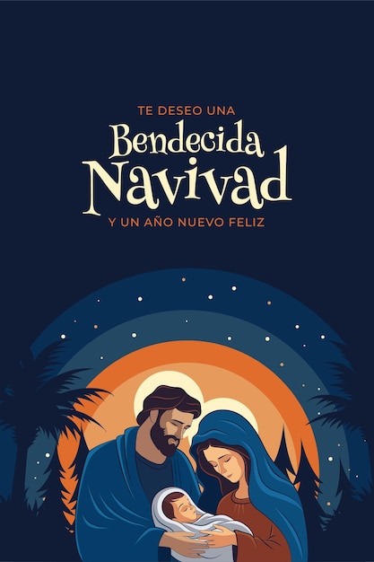 Plik wektorowy scena de nochebuena nacimiento de jesucristo feliz navidad sagrada familia