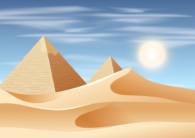 Scena Krajobraz Pustyni Piramidy