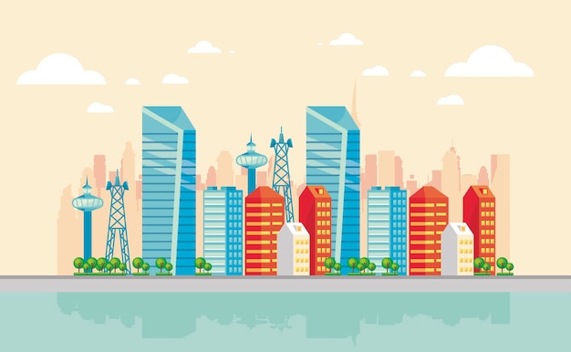 Scena Smartcity z budynkami