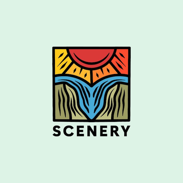 Scenery Logo Symbol Wektor Ilustracji Projektowej Ikona Emblem