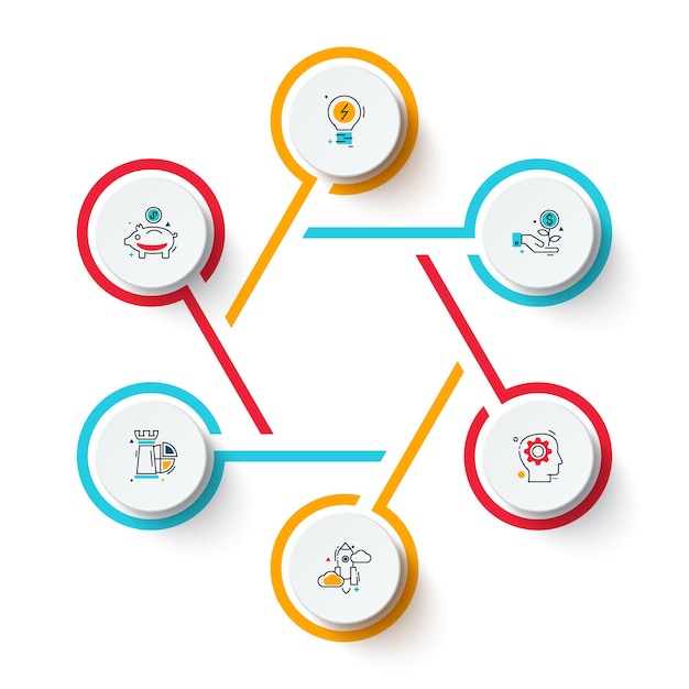 Plik wektorowy schemat cyklu infografiki z 6 opcjami lub krokami. slajd do prezentacji biznesowej.