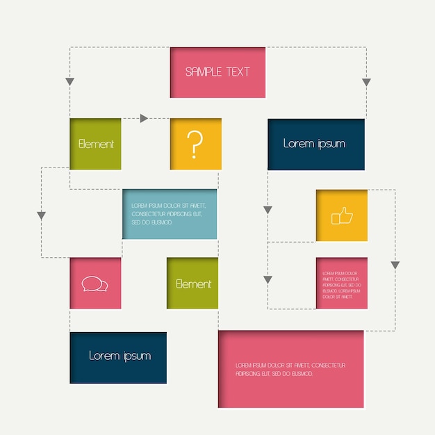 Schemat schematu blokowego Elementy infografiki Projekt wektorowy