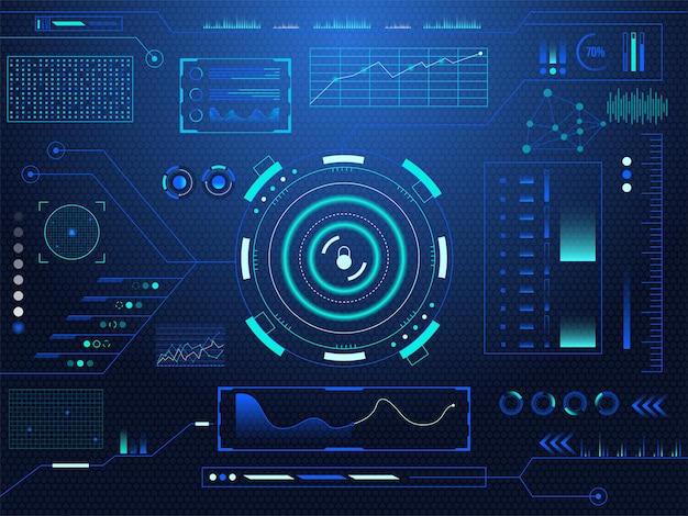 Sci-fi Futurystyczny Hud Blokada Deski Rozdzielczej Wyświetla Tło Ekranu Rzeczywistości Wirtualnej Technologii.