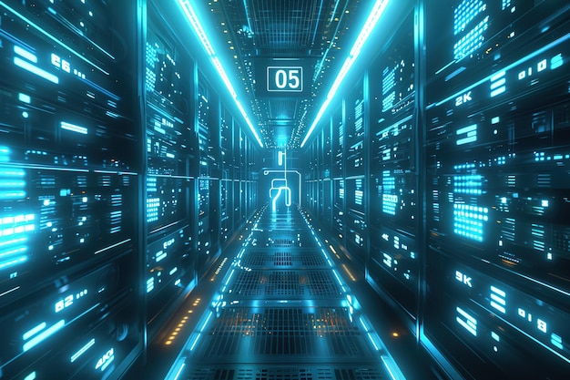 Sci Fi Wall z cyfrowym numerem kodu danych i futurystycznym elementem HUD