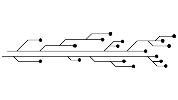 Ścieżki Płyt Drukowanych Pcb Izolowane Na Białym Tle Techniczny Klipart Z Liniami I Kropkami