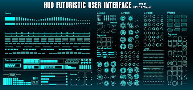 Scifi futurystyczny wyświetlacz pulpitu nawigacyjnego hud ekran docelowy technologii wirtualnej rzeczywistości