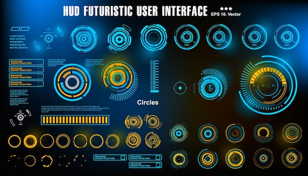 Scifi Futurystyczny Wyświetlacz Pulpitu Nawigacyjnego Hud Ekran Docelowy Technologii Wirtualnej Rzeczywistości