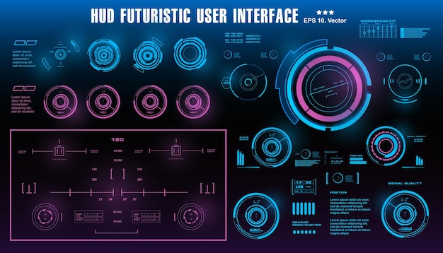 Scifi Futurystyczny Wyświetlacz Pulpitu Nawigacyjnego Hud Ekran Docelowy Technologii Wirtualnej Rzeczywistości