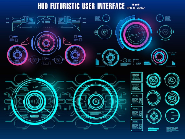 Scifi Futurystyczny Wyświetlacz Pulpitu Nawigacyjnego Hud Ekran Docelowy Technologii Wirtualnej Rzeczywistości