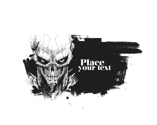 Scratch Devil Skull banner z miejscem na tekst ilustracji wektorowych wampira