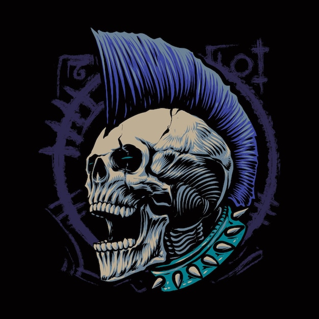 Scream punk skull head illustration