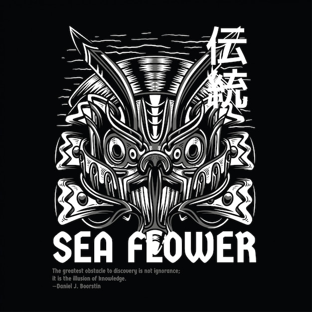 Sea Flower Black and White