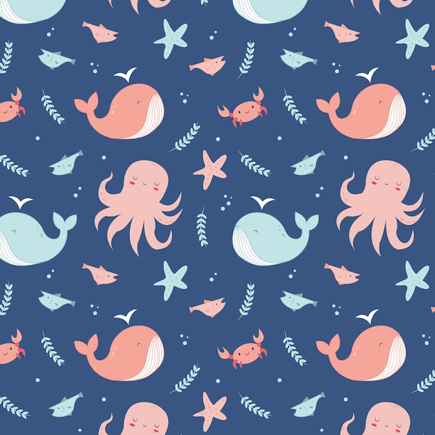 Sea Life Seamless Pattern