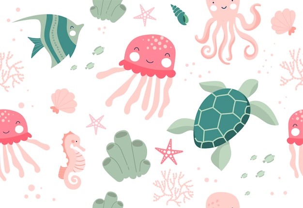 Sea Life Seamless Pattern