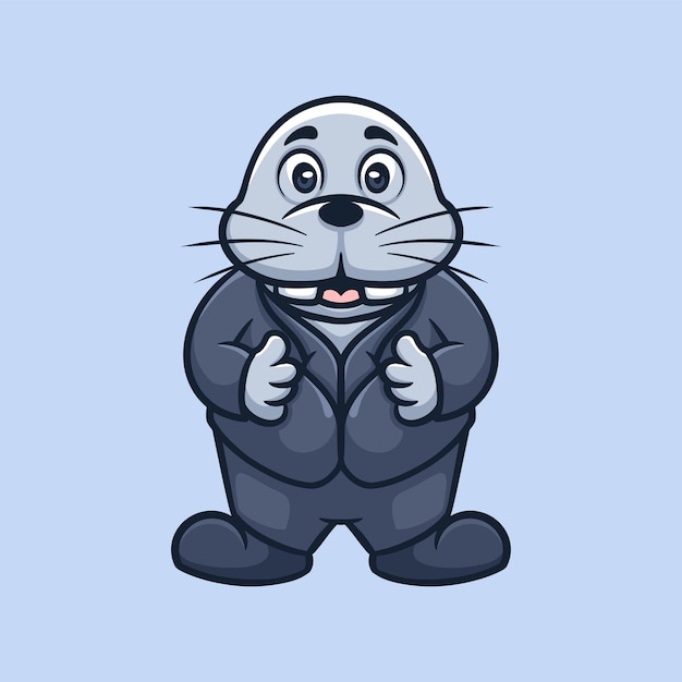 Seal Boss Creative Ilustracja kreskówkowa