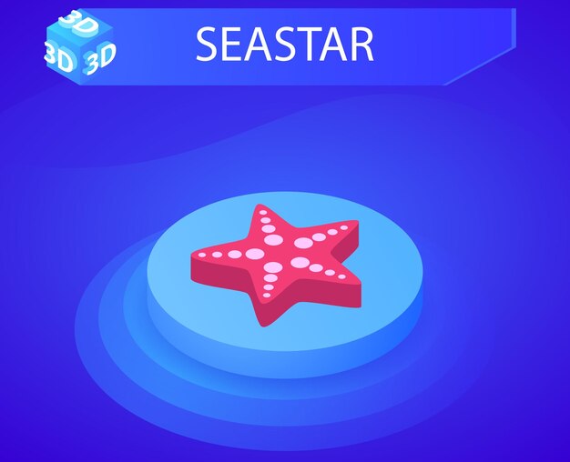 Seastar izometryczny projekt ikona Wektor ilustracja sieci web 3d kolorowa koncepcja