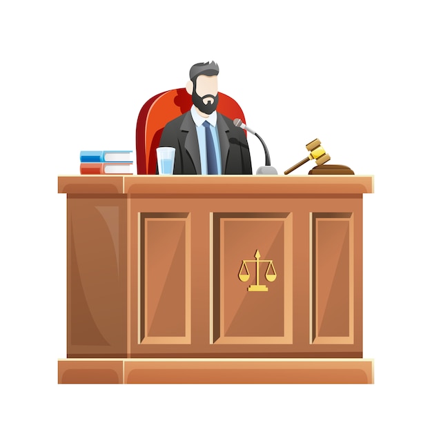Sędzia Siedzący Za Biurkiem W Sądzie