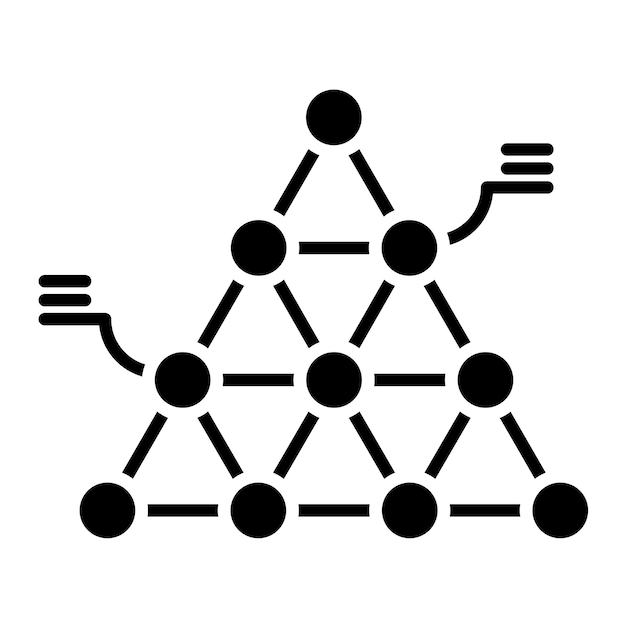 Segmentowany glif piramidy, solidna czarna ilustracja