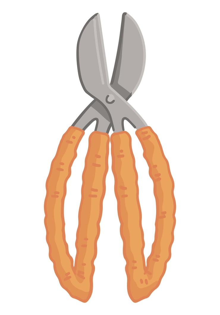 Wektor sekatory zarys doodle clipart narzędzia ogrodnicze ilustracja wektora kreskówki izolowane na białym