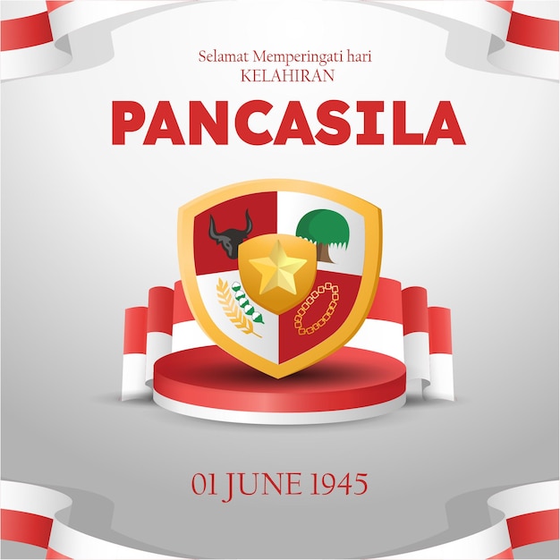 Selamat Hari Pancasila Oznacza Szczęśliwy Dzień Pancasila, Symbol Republiki Indonezji