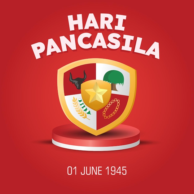 Selamat Hari Pancasila Oznacza Szczęśliwy Dzień Pancasila, Symbol Republiki Indonezji