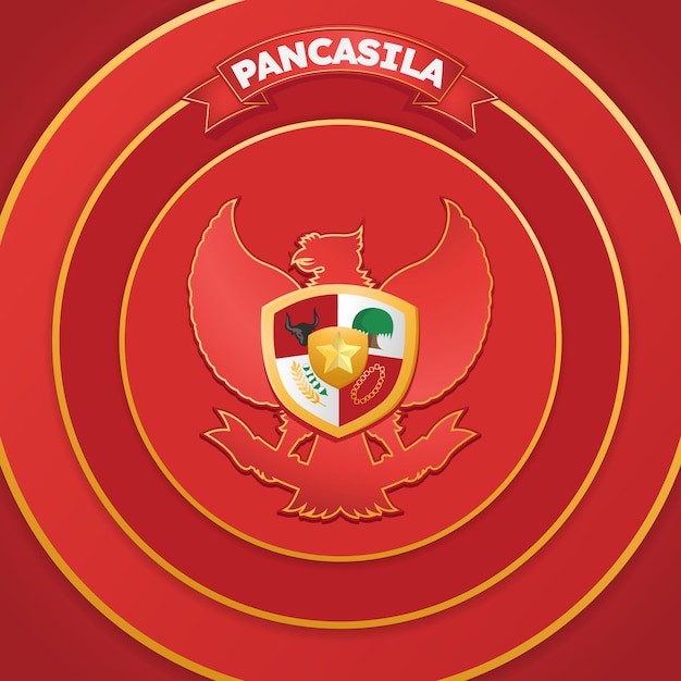 Selamat Hari Pancasila Oznacza Szczęśliwy Dzień Pancasila, Symbol Republiki Indonezji