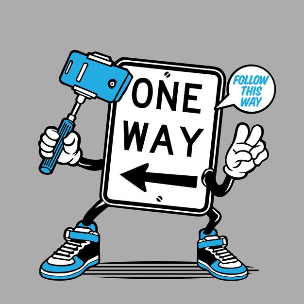 Selfie One Way Road Sign Design