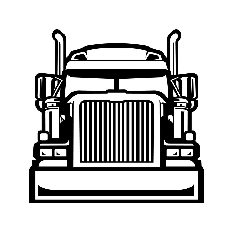 Wektor semi truck 18 wheeler cargo big rig widok z przodu wektor ilustracja na białym tle