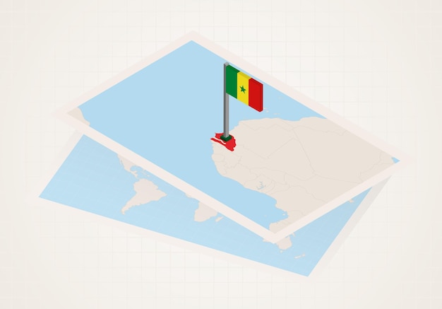 Senegal Wybrany Na Mapie Z Flagą 3d Senegalu