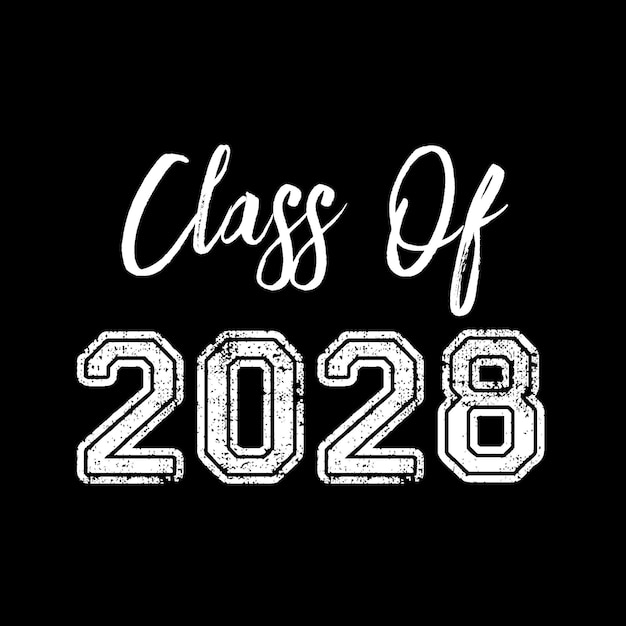 Seniorzy klasa 2028 tekst wektor, projekt koszulki