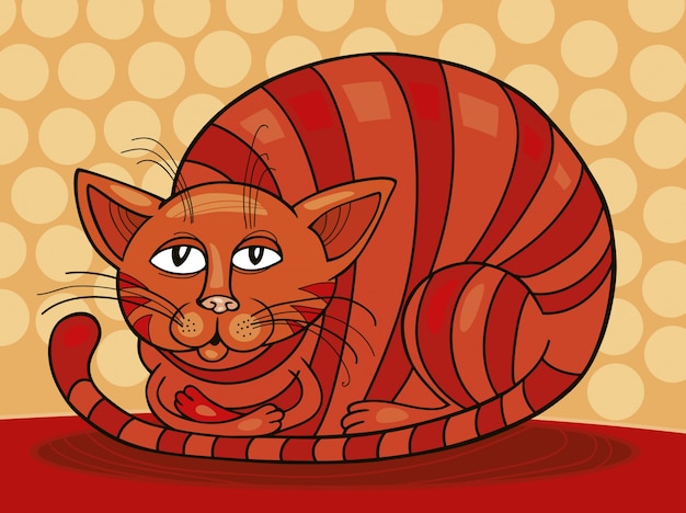 Plik wektorowy senny kot czerwony kreskówka