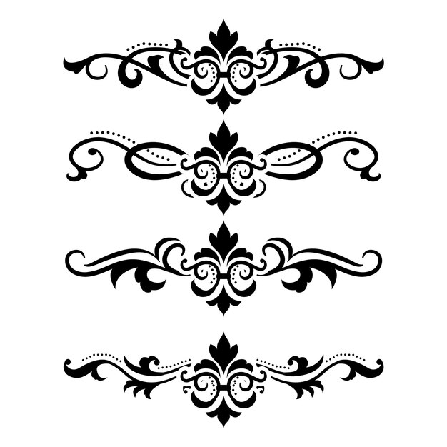 Plik wektorowy separator tekstu barokowa dekoracja dzielnik książka typografia ozdoby elementy projektowania vintage kształty dzielące ilustracja graniczna