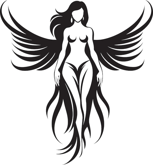 Seraphic Radiance Angel Wings Emblem Heavenly Grace Vector Angelic Logo