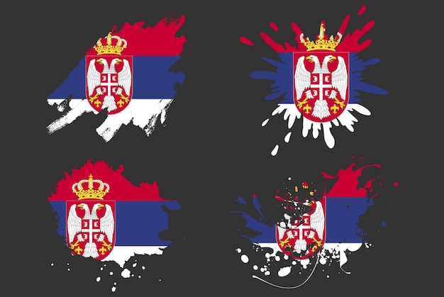 Plik wektorowy serbia flaga szczotka powitalny wektor zestaw logo kraju aktywów farby grunge ilustracja koncepcja