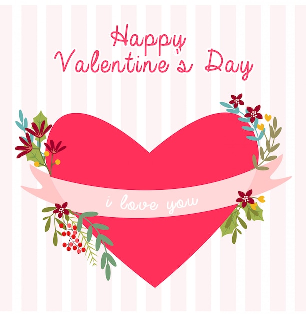 Serca i kwiatów dla valentine kartkę z życzeniami