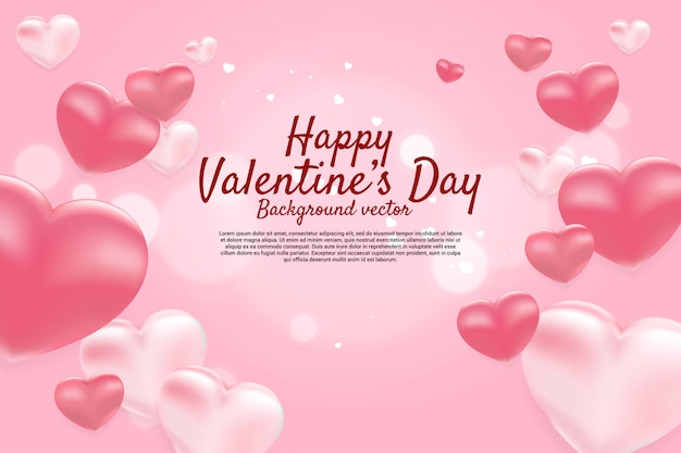 Serce 3d Balon Graficzny Koncepcja Tło. Walentynki I Miłość Banner Motywu