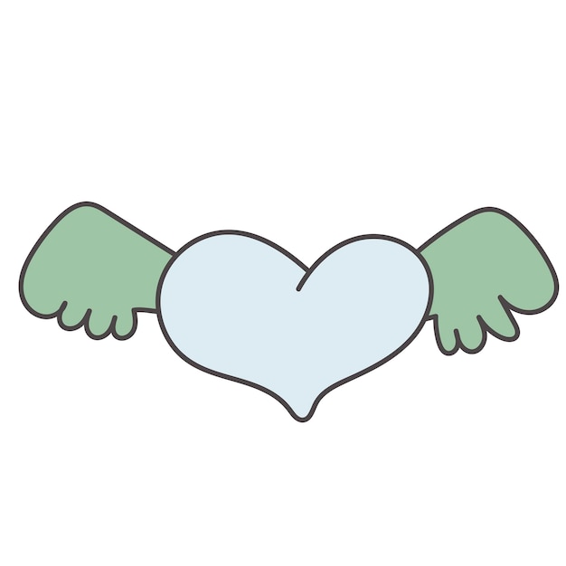 Plik wektorowy serce doodle symbol latać na skrzydłach szkic grawerowanie. symbol miłości romantycznej lovesickness. symbol walentynek