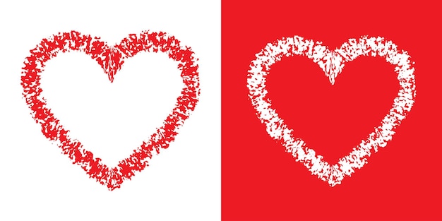 Serce Grunge Ramki Walentynki Karty Ręcznie Rysowane Kulas Serce Walentynki Sztandar Wektor Logo