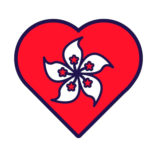 Serce patrioty w barwach narodowej flagi Hongkongu Świąteczny element atrybutów Dnia Niepodległości Hongkongu Ikona wektora kreskówki w barwach narodowych flagi kraju izolowana na białym tle