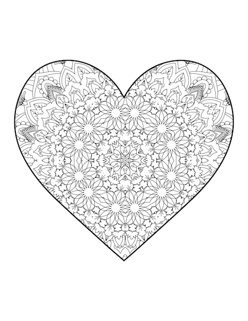 Serce Z Kwiecistą Mandalą. Serce Mandala.love.ozdobne Serce Z Sercem Mandala.mehndi Kwiat.