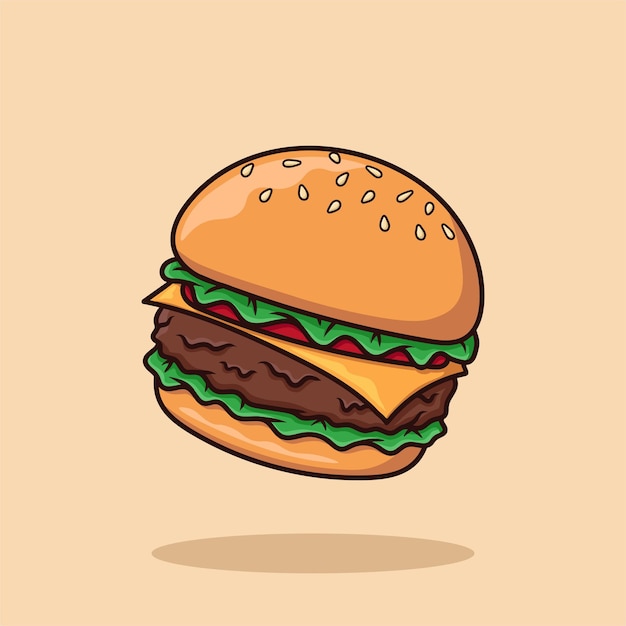Serowy burger ilustracja kreskówka wektor