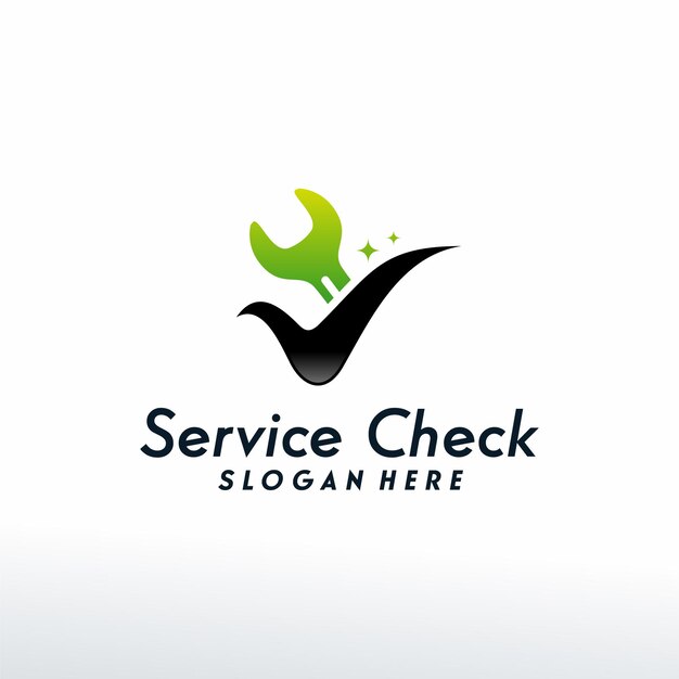 Service Check Logo Projektuje Wektor Koncepcyjny, Szablon Logo Klucza Check, Ikona Symbolu Logo
