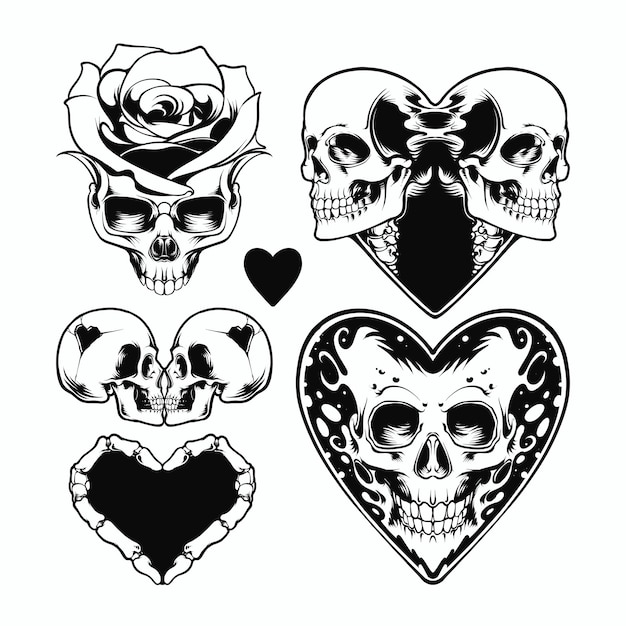 Plik wektorowy set bundle skull design ilustracja logo