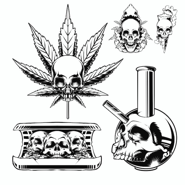 Plik wektorowy set bundle skull design ilustracja logo